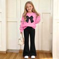 thumbnail image 2 of FSYBOA Girls Fall Outfit Set Size 10-12, 2 Piece Long Sleeve Relaxed Crew Neck Graphic Tops and Flare Leg Pants Hot Pink, 2 of 8