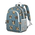 thumbnail image 2 of French Bulldogs Blue Backpack for School,Cute School Bag,Schoolbag with Adjustable Shoulder Straps & Padded Back,15"x11.42"x5.5", 2 of 5