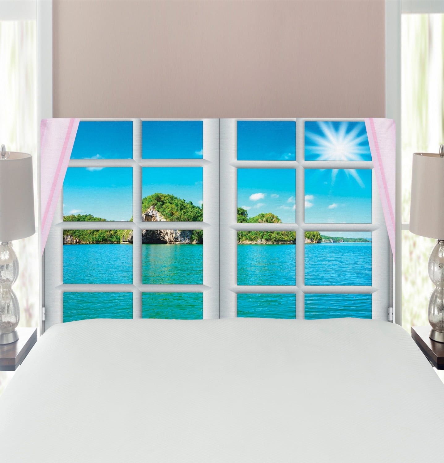 Ocean Headboard, Ocean View from the Window on Island in Sunny Summer ...