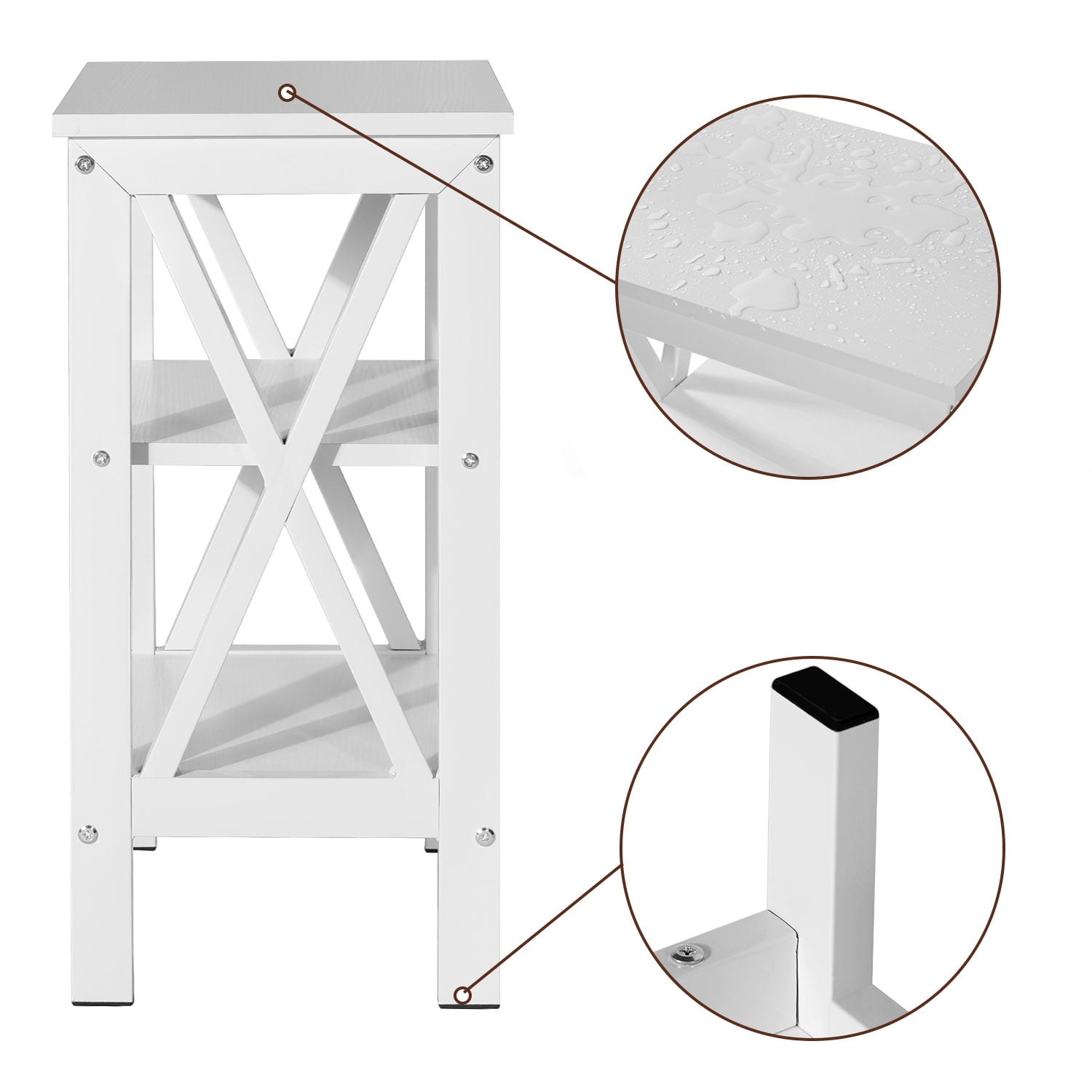 VECELO Javlergo Set of 2 Nightstand Bedside Table, Modern Small Side End Table with Open Storage Shelves White