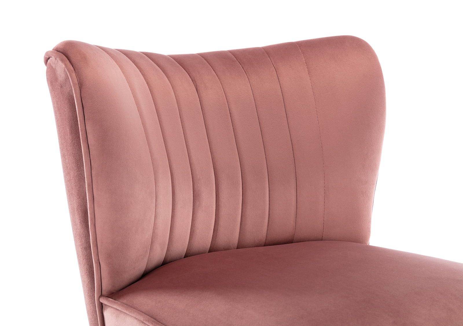 Guyou Modern Accent Chair Set of 2, Armless Slipper Chair Velvet Upholstered Lounge Chair, Wingback Single Sofa Side Chair with Gold Legs for Living Room Bedroom, Pink