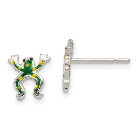 Auriga Fine Jewelry 925 Sterling Silver Enamel Frog Stud Earrings for Women