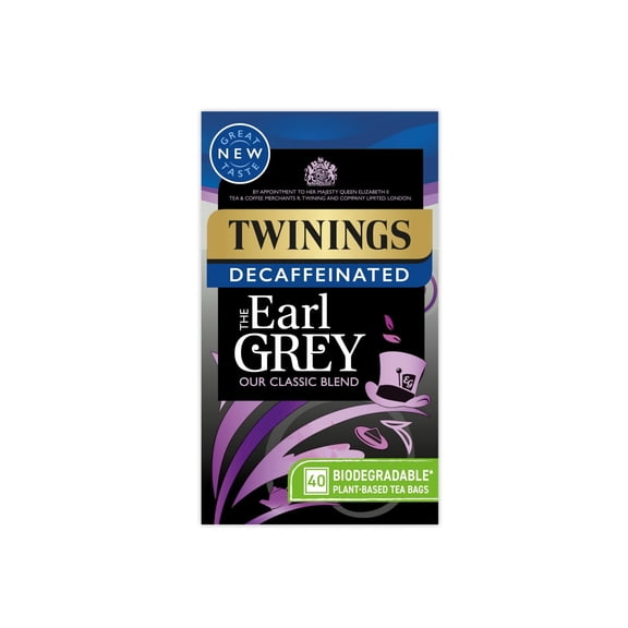 Twinings Decaffeinated Earl Grey Tea Bags 40 Pack 100g, Imported from Britain