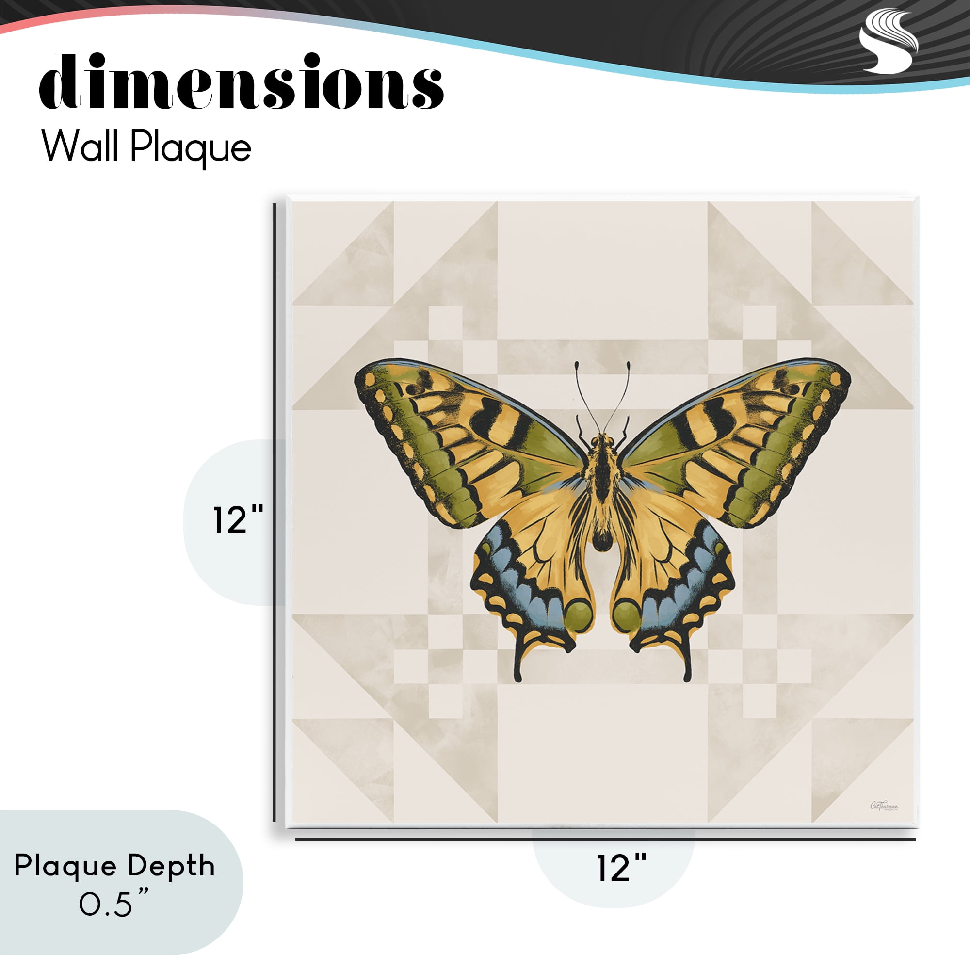 Stupell Industries Green Swallowtail Butterfly Wall Plaque Art, design by Cat Thurman Designs