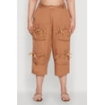 thumbnail image 4 of Womens Plus Size Tie Cargo Pocket Capri Pants, 4 of 5