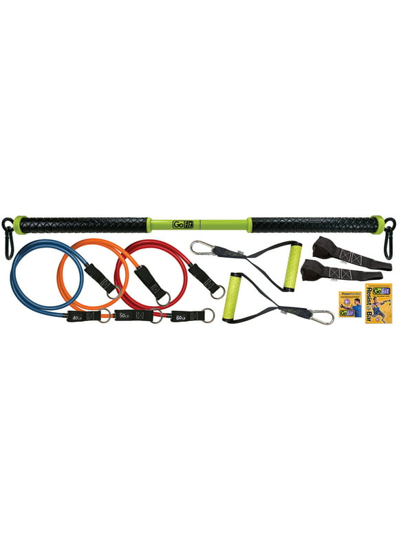 GoFit Resist-a-Bar Gym Kit - the GoFit Resist-a-Bar with GoFit Resistance Tubes and Accessories