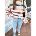 thumbnail image 6 of Women'S Striped Color Block Long Sleeve Oversized Sweater Top Fall Casual Chunky Knit Sweater Color L, 6 of 9