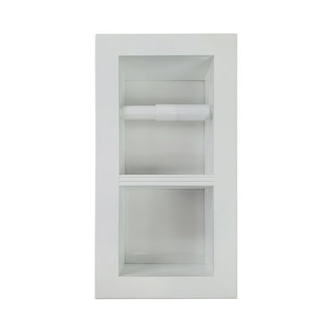 Boreas Recessed Solid Wood Double Toilet Paper Holder 7 X 14.5 - White Enamel