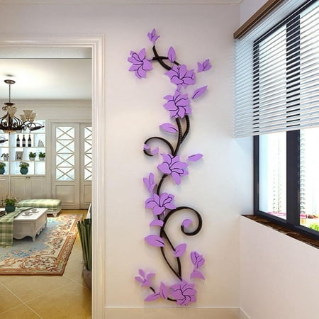 DIY 3D Acrylic Crystal Flower Wall Stickers Living Room Bedroom TV  Background Home Decors(Purple,M) | Walmart Canada