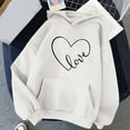 thumbnail image 2 of Dezsed Womens Oversized Sweatshirts Hoodies Winter Casual Crew Neck Long Sleeve Print Hooded Sweatshirt B-White, 2 of 5