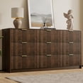 thumbnail image 5 of FURNIWAY 9 Drawer Dresser for Bedroom, 63" Wide Modern Fluted Dresser with Gold Metal Handles, Chest of Drawers for Bedroom, Living Room, Entryway, Hallway, Walnut, 5 of 8
