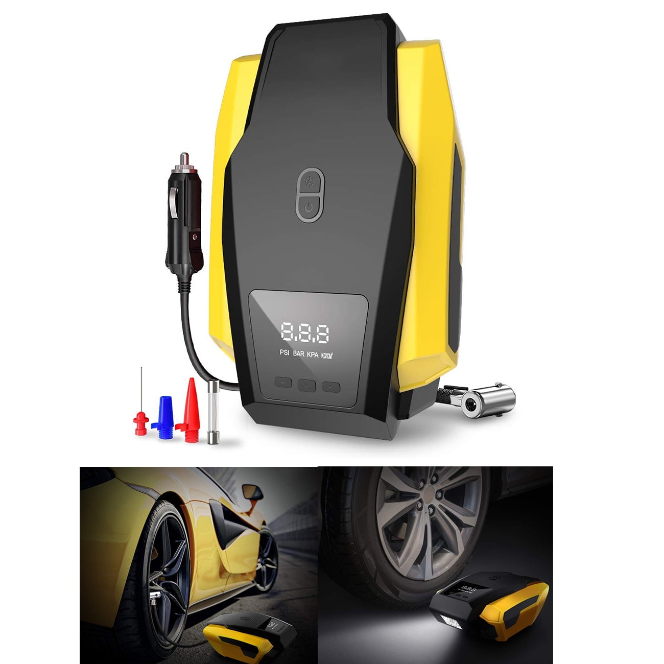 Favoto Car Auto Tyre Inflator Air Compressor Pump Portable with DIgital Pressure Gauge DC12V for Car SUV MPV or Ball Airbed Bike 
