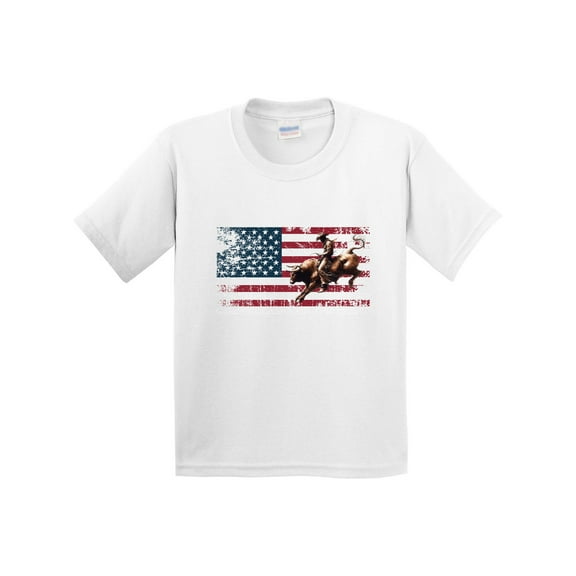 Inktastic Rodeo Bull Riding Patriotic Youth T-Shirt