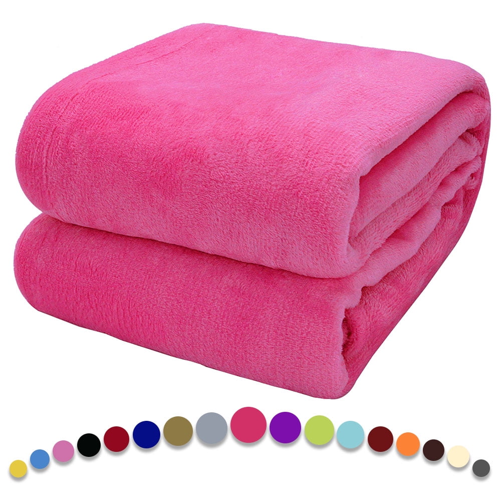 Howarmer Ultra Soft Warm Travel Blanket, Rose Red Queen Size Plush