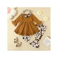 thumbnail image 3 of Bagilaanoe 3Pcs Toddler Baby Girls Long Pants Set Cow Print Ruffle Long Sleeve Tunic Tops Flared Trousers Scarf 6M 12M 2T 3T 4T 5T Casual Fall Outfits, 3 of 9