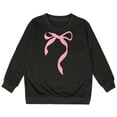 thumbnail image 1 of PMVFHDE Sweat à Capuche pour Fille, Manches Longues, Col Rond avec Nœud, Noir, 9-10 Ans, 1 of 4