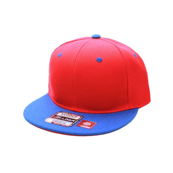 L.O.G.A. Plain Adjustable Snapback Hats Caps Flat Bill Visor - Red Blue