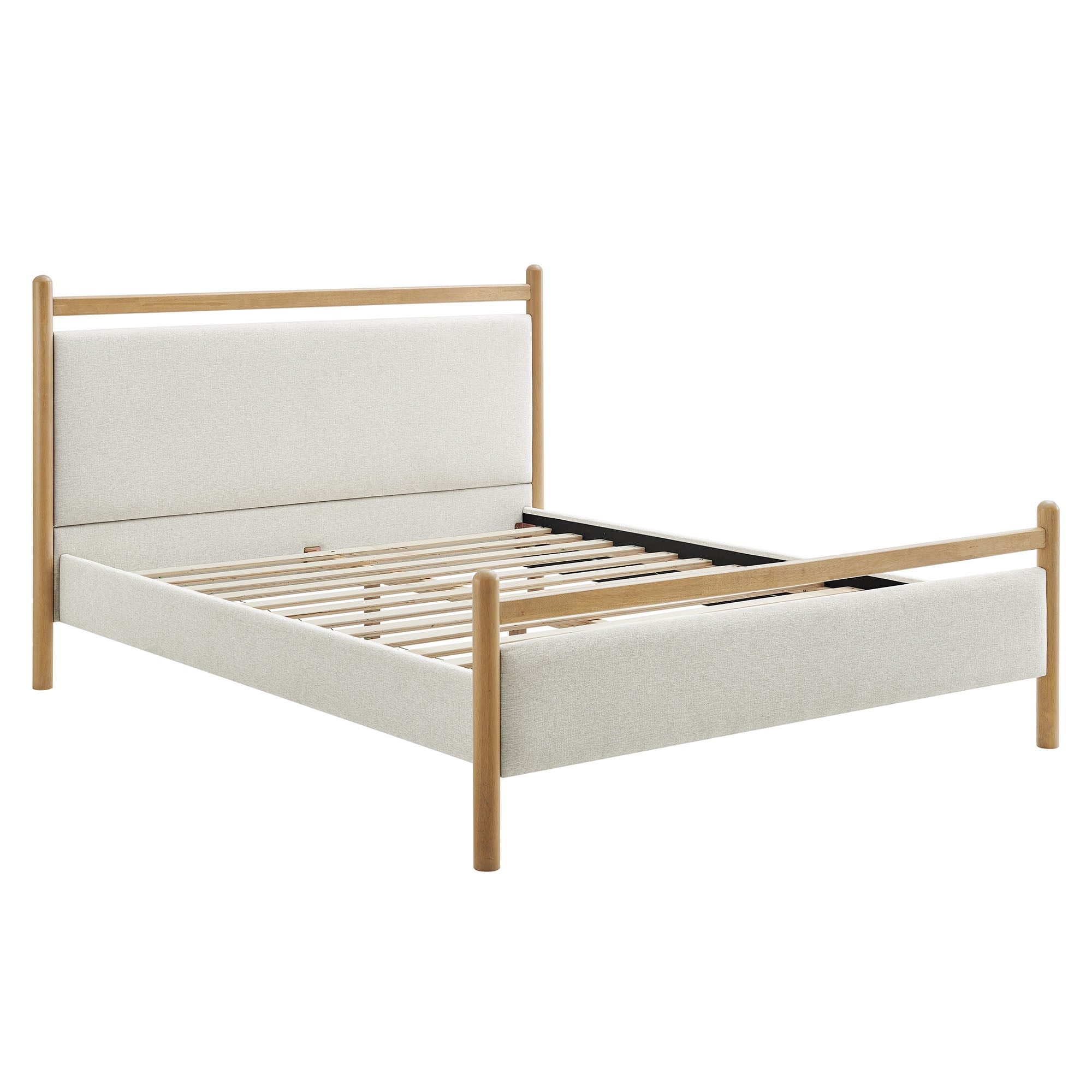 Ginny Queen Size Platform Bed Frame in Light Oak Heathered Ivory