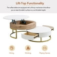 thumbnail image 3 of EUROCO 31.5" Lift-Top Round Nesting Coffee Table Set of 2 with Storage, 2 Drawers, Swivel Tabletop - White & Oak, 3 of 7
