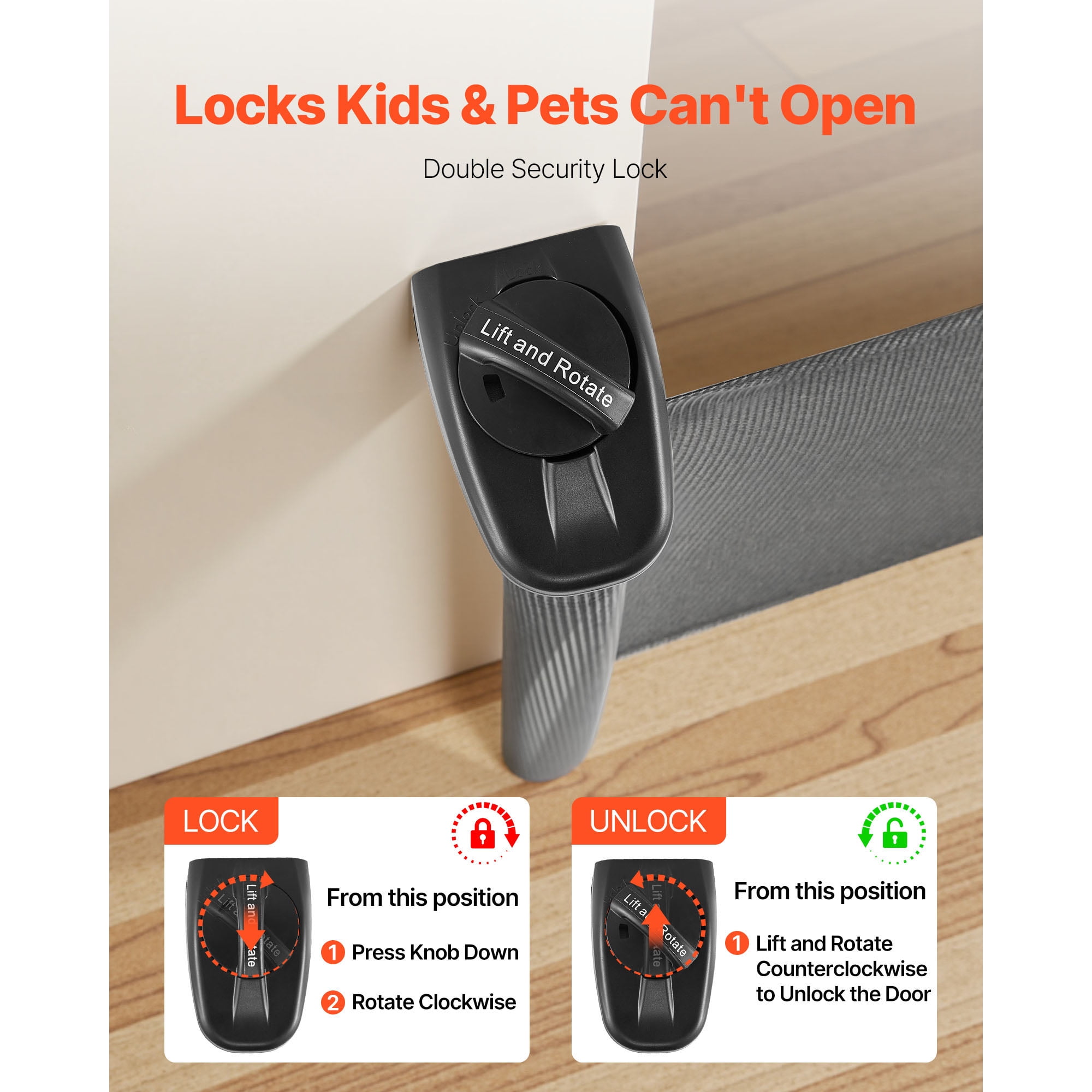 KFFKFF Retractable Baby Gate, Adjustable Width up to 57 inches, Height 38.5 inches, Features Safety Lock, Convenient Design for Easy Passage, Mesh Barrier for Pets and Kids, Suitable for Stairs