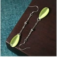thumbnail image 3 of GKNET Jade Drop Dangle Earrings Retro Bohemian Waterdrop Hook 18K White Gold Plated, 3 of 5