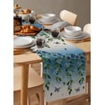 thumbnail image 3 of Blue Floral Spring Burlap Cotton Table Runner 16x72 Inches Long, Summer Farmhouse Botanical Butterfly Farmhouse Table Runners, Outdoor Dining Tablecloths Decor for Baby Shower/Party/Wedding, 3 of 6