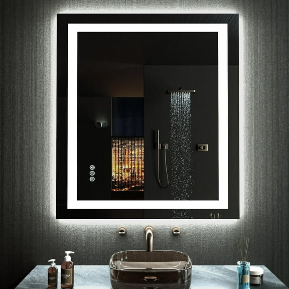 20"X28" LED Bathroom Mirror with Lights, Anti-Fog, Dimmable, RGB Backlit Front Lighted, Bathroom Vanity Mirror for Wall, Memory Function, Waterproof, Tempered Glass