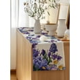 thumbnail image 5 of Table Runner 36 Inches Long for Kitchen Dining, Spring Floral Dresser Scarf Farmhouse, Dining Table Decorations for Wedding/Parties, Purple Tulips Hydrangeas Butterflies Beige 13 x 36 In, 5 of 8