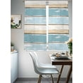 thumbnail image 4 of Blue Wood Grain Sheer Curtains 72 Inch Length 2 Panels Set, Farmhouse Vintage Shabby Geometric Voile Window Treatment Rod Pocket Curtains Sheers Drapes for Bedroom/Living Room/Kitchen 52"x72"x2, 4 of 7