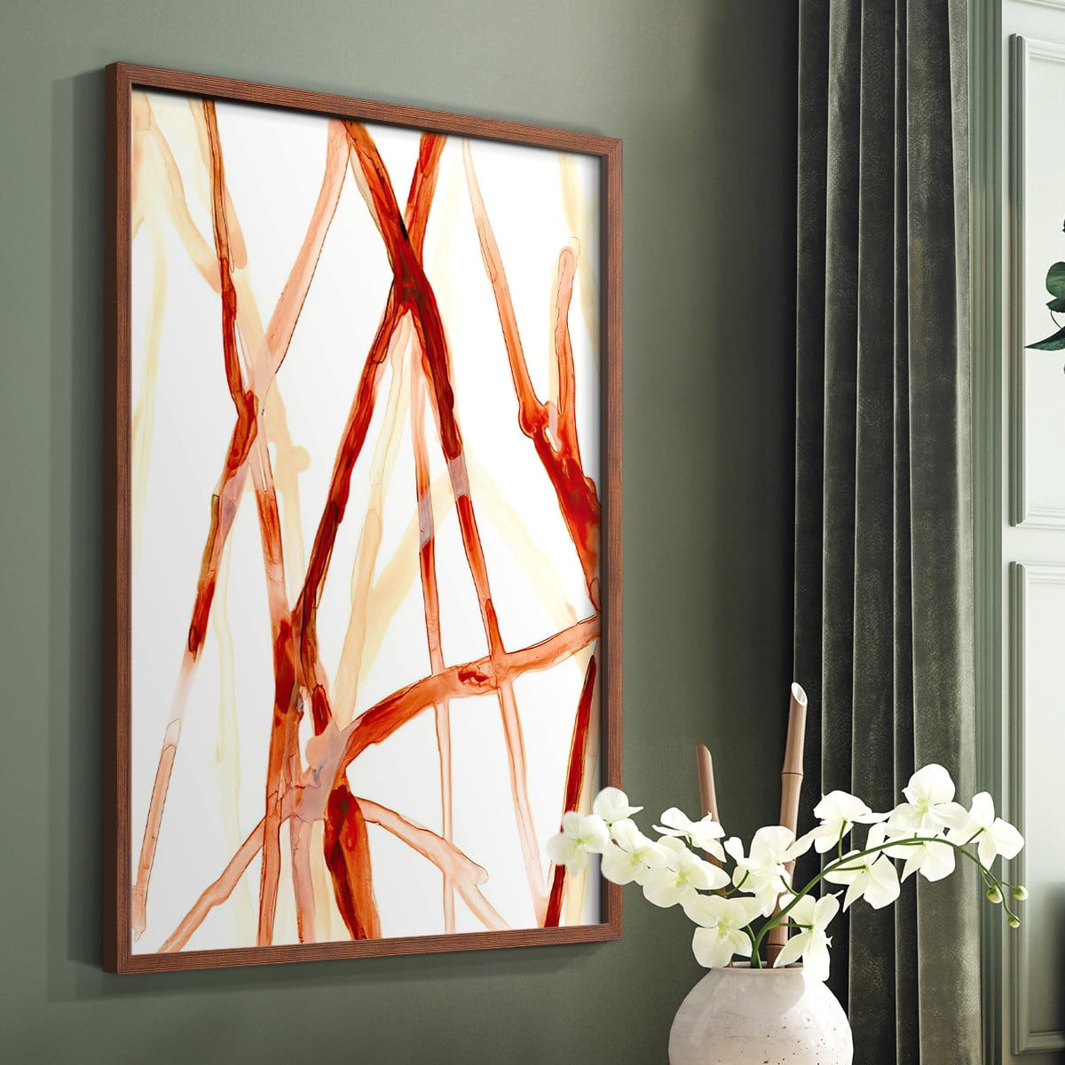Runnel V Framed Print in Brown Solid Wood Framed Print No Nail Hanging