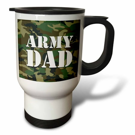 

3dRose Army Dad Green Camouflage Travel Mug 14oz Stainless Steel