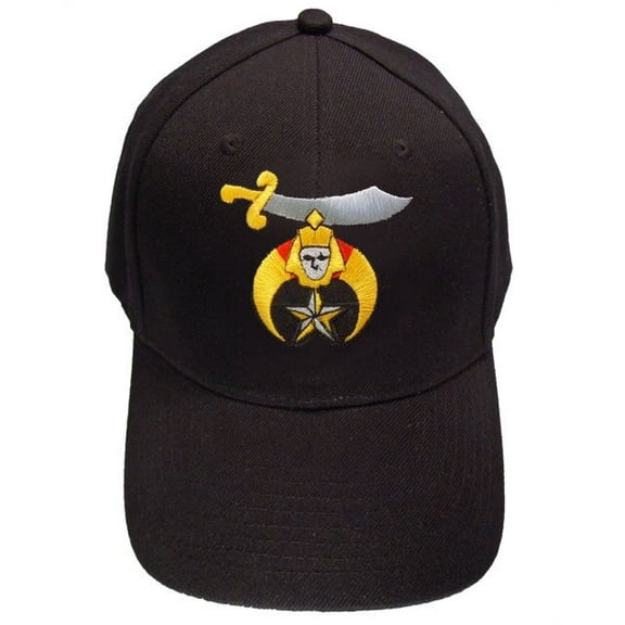 Shriner's Masonic Baseball Cap - Black Hat with Shriners Freemason Symbol