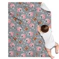 thumbnail image 2 of Football Flower Grey Pattern Soft Sherpa Fleece Throw Blanket, Warm Cozy Plush Blanket for Sofa Bed Couch, All Season, 30"x40", 2 of 5