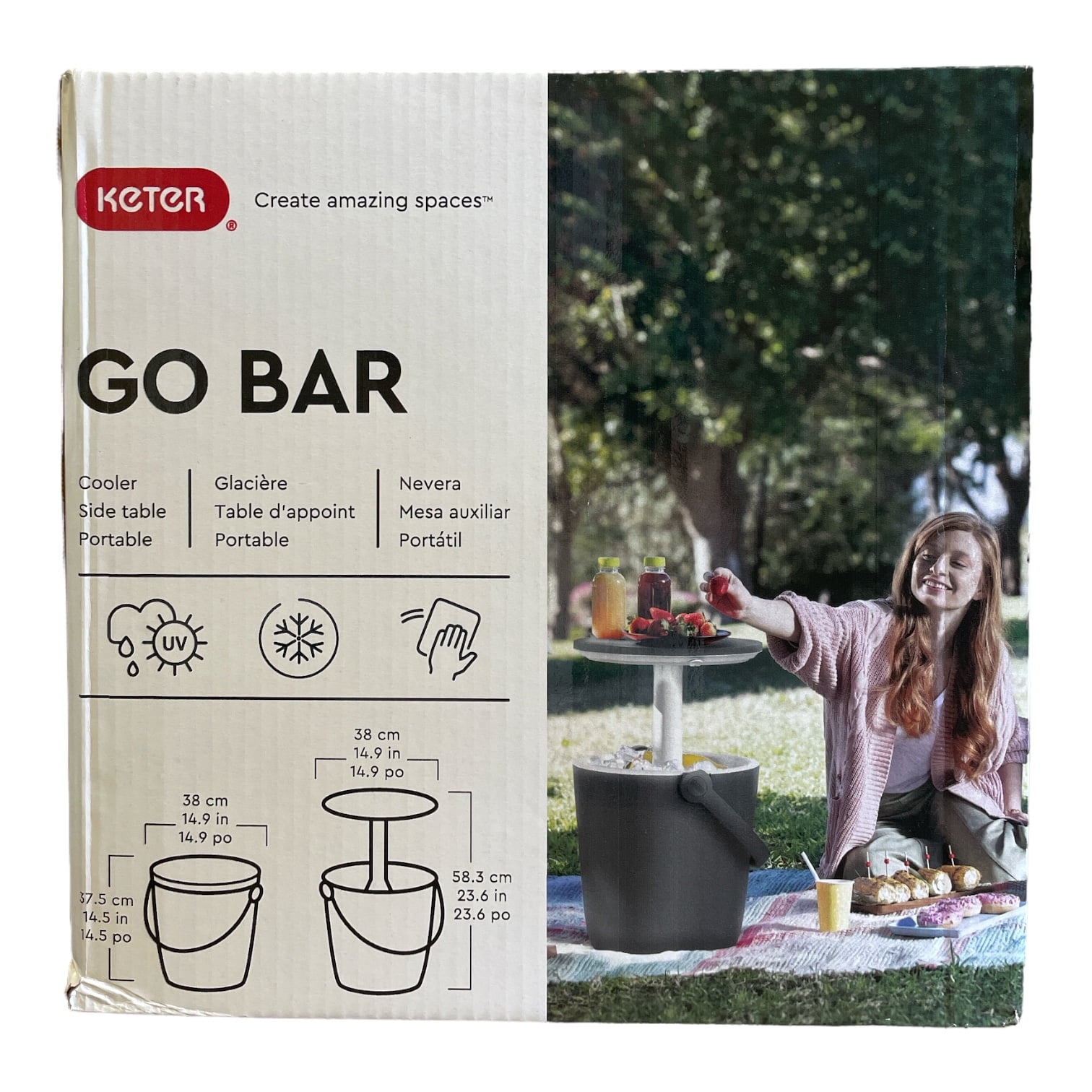 Keter Go Bar 4.2 Gal, Beer & Wine Cooler with Handle, Pop Up Outdoor