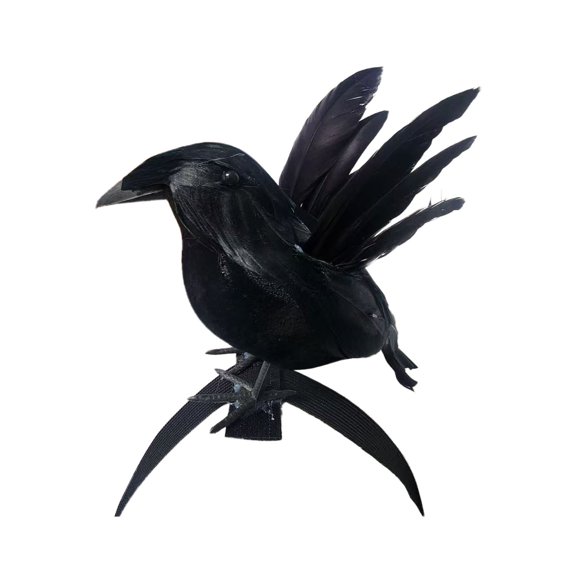 Halloween Realistic Crow Big Black Feather Standing Crow Suitable For Halloween Decoration Birds Suitable For Indoor And Outdoor Courtyard Tree Garden Terrace Hau Garden Flipping The Outdoor Deer