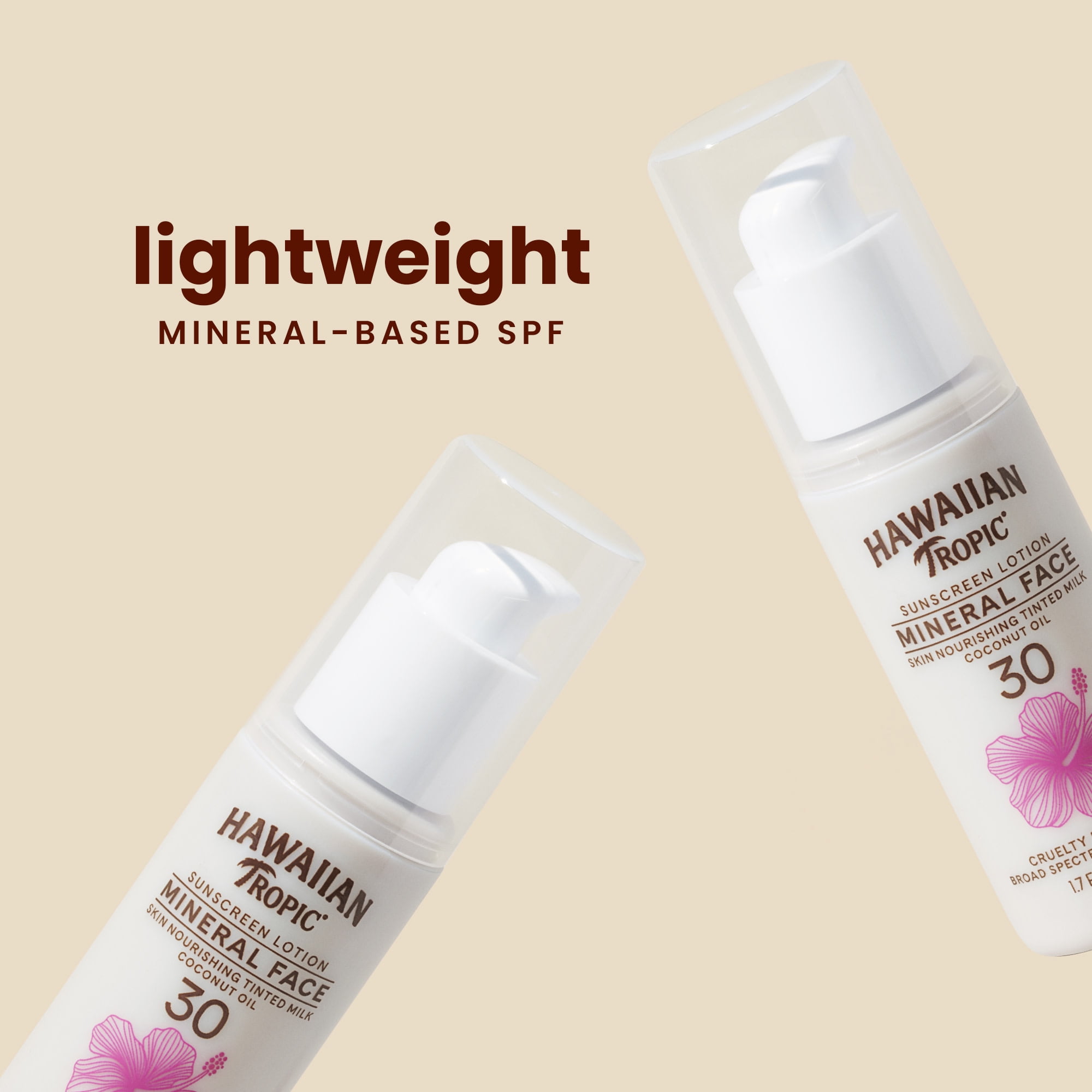 Hawaiian Tropic Mineral Skin Nourishing Milk Sunscreen for Face SPF 30, 1.7oz Travel Size