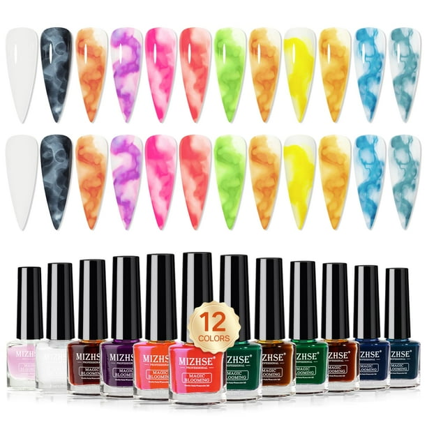 Set de esmaltes de uñas de mármol MIZHSE Macarons Colors, 12 unidades