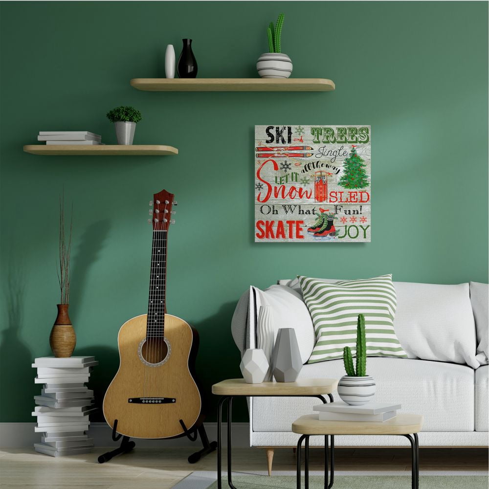 Stupell Industries Joys of Winter Phrases Rustic Christmas Holiday Sign Designed by Andrea Tachiera