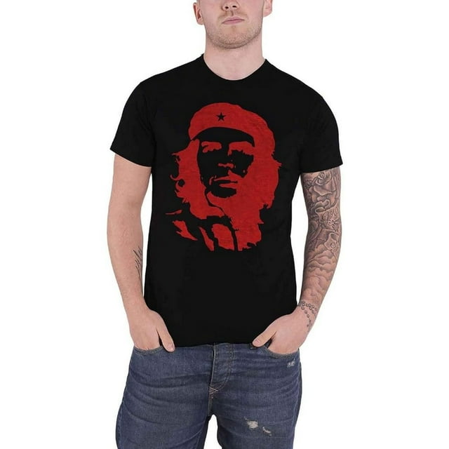 Che Guevara Adult Red On Black Cotton T-Shirt