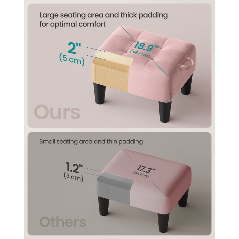 Songmics Small Velvet Ottoman, Jelly Pink photo 6