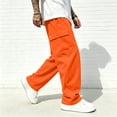 thumbnail image 4 of Mens Cargo Pants Casual Wide Leg Elastic Waist Joggers Cozy Soft Lightweight Sweatpants With Mult Pockets, 4 of 5