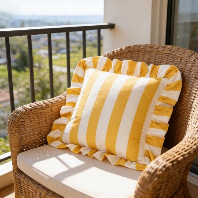 Striped Velvet Ruffled Throw Pillow Home Textile Vintage Style Sofa Decorative Pillow Cover