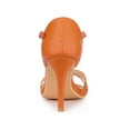 thumbnail image 2 of BLISSFUL STEP Women's Rhinestone Ankle Strap Open Toe Stiletto Heels Sandals Orange (Size 6), 2 of 6