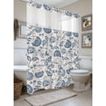 thumbnail image 3 of Farmhouse Navy Blue Floral No Hook Shower Curtain and Liner Set Linen Boho Paisley Flower Rustic Shower Curtains with Snap-in Liner & See Through Top Window Hotel Style for Bathroom Decor 48x72 Inch, 3 of 8