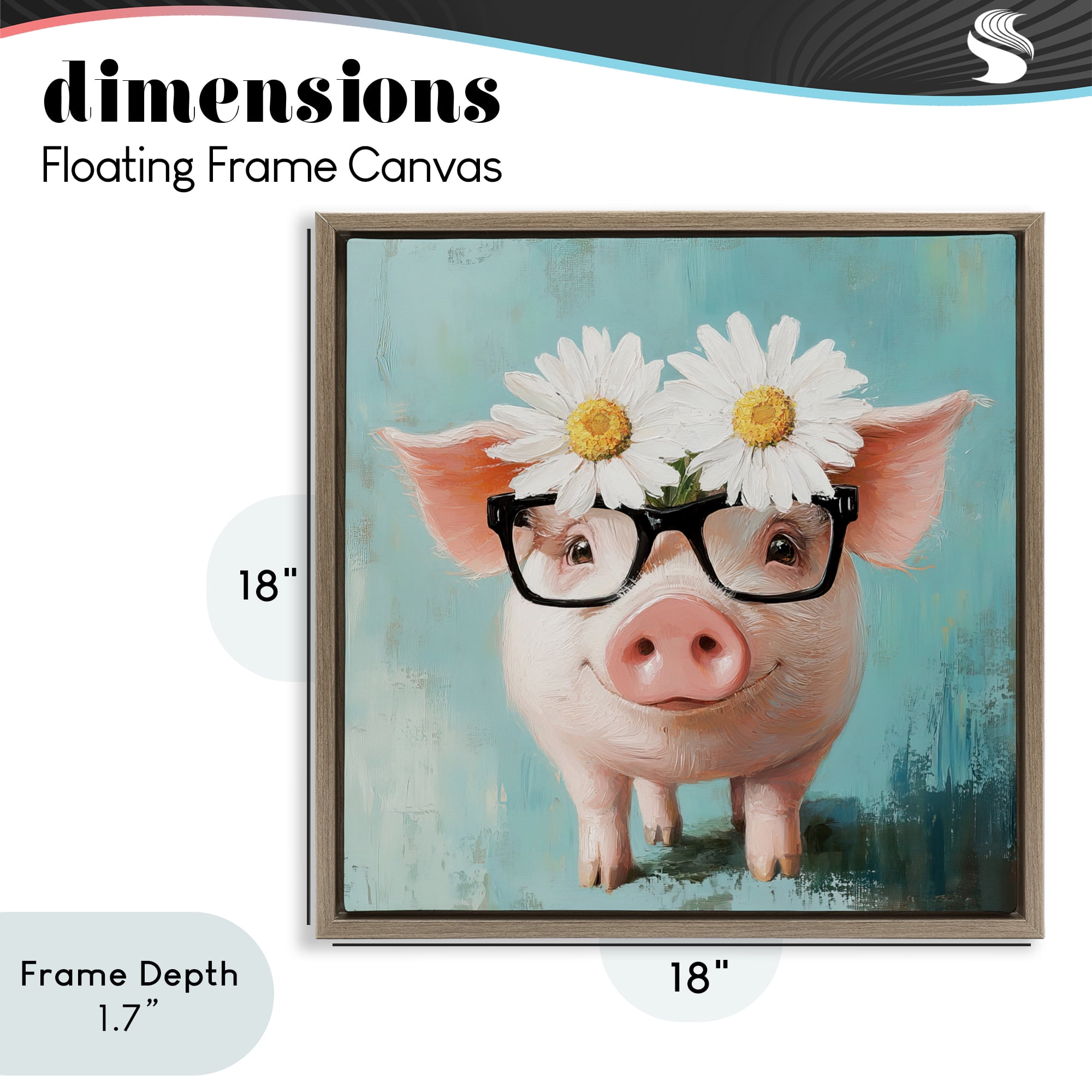 Stupell Industries Nerdy Natalie Piglet Brown Framed Floater Canvas Wall Art, design by Tina LeCour