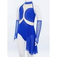 thumbnail image 4 of TTAO Kids Girls Asymmetrical Skirted Leotard Modern Ballet Dance Dress Skating Competition Shiny Camisole Blue 14, 4 of 7