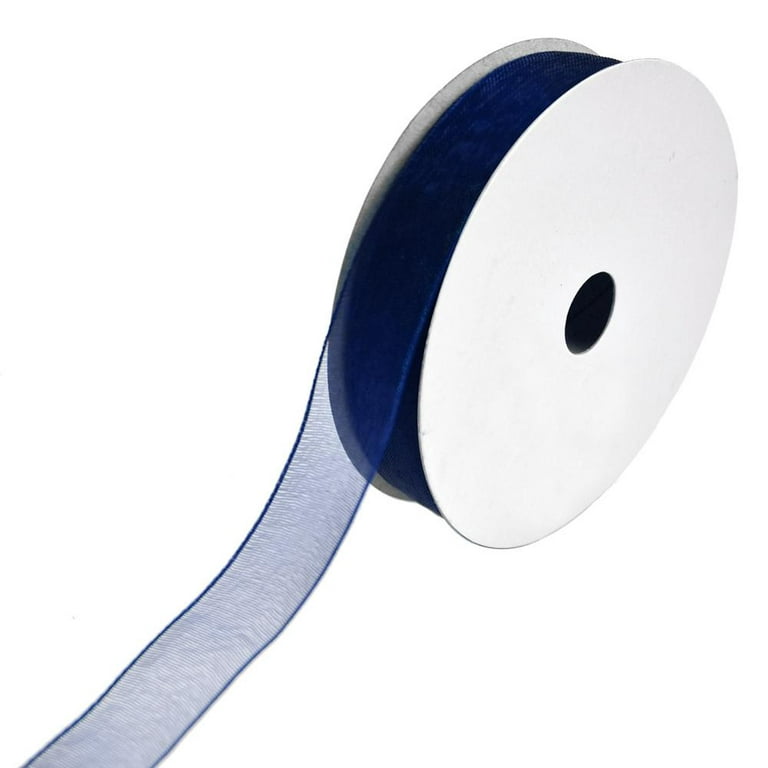 Homeford Sheer Chiffon Ribbon Wired Edge, 25 Yards (2-1/2-Inch, Navy Blue)