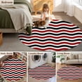 thumbnail image 5 of Round Rugs 4Ft, Red Black White Round Area Rug Washable Indoor Throw Carpet, Abstract Geometric Ocean Wave Stripe Soft Non Slip Circle Rug for Kitchen Nursery Room Home Decor Aesthetic, 5 of 8