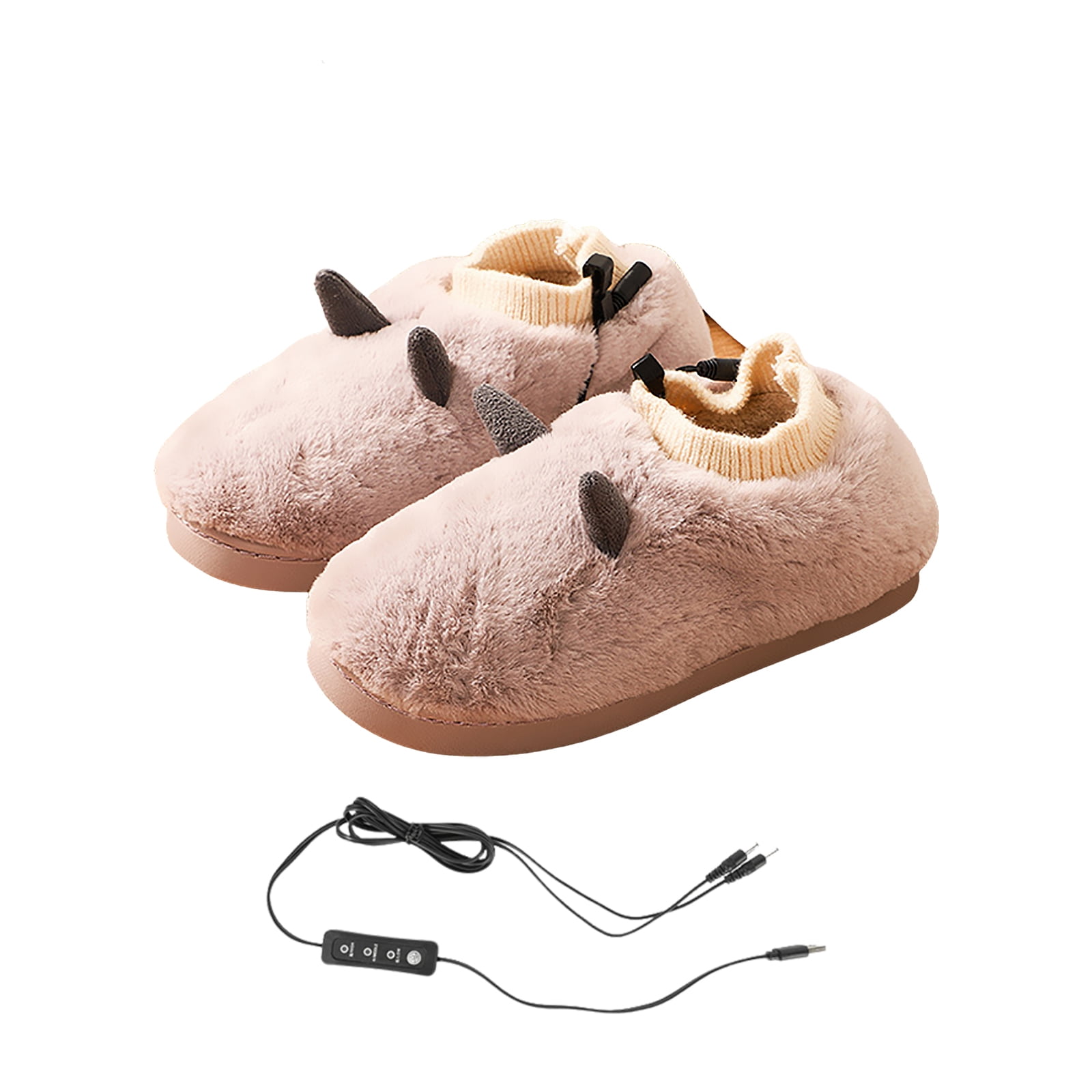 Hapeisy USB Electric Heated Slippers, Electric Heated Foot Warmer Plush