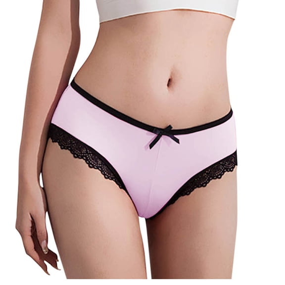 Sexy Panties for Women Low Waist Triangle Bottoms with Lace Bow Breathable Non See Through Seamless Briefs Lace Underwear Cheeky Hipster Panties Stretch Brief 2026 Summer Outfits